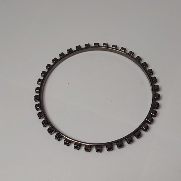 Large Dark Bangle With Purple Plastic Stones - Picture 2 of 7